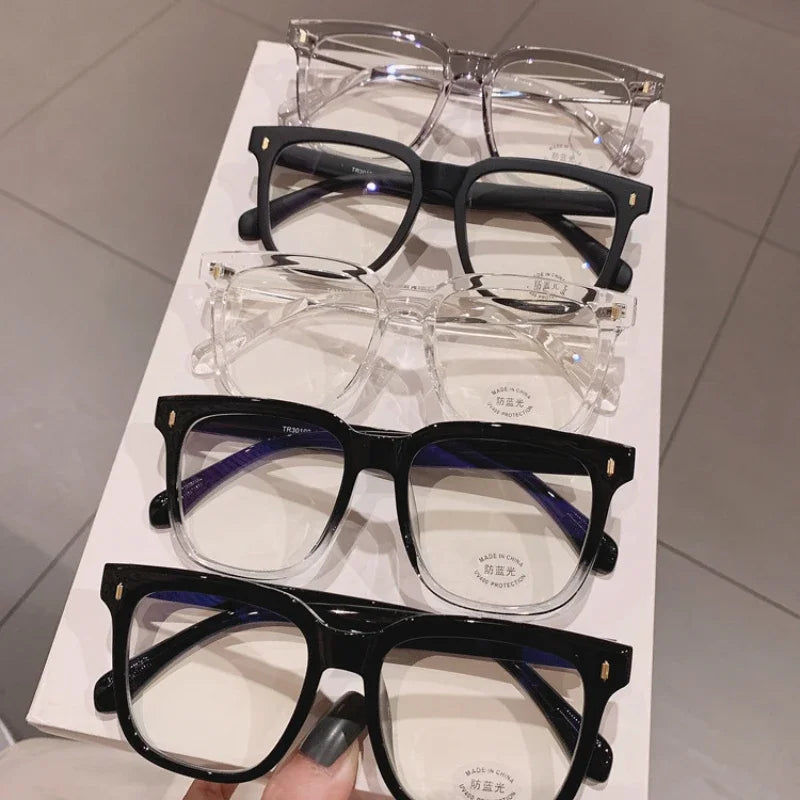 New Clear Lens Near Sight Myopia Glasses Large Sqaure Minus Diopter Eyewear Fashion Ultralight Trendy Eyeglasses for Men Women