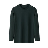 Men's Solid Color round Neck Long Sleeve T-Shirt Cotton Summer Comfortable Breathable Casual Top in Various Colors
