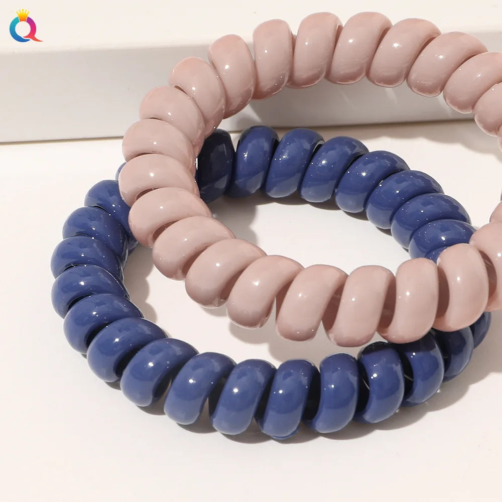 High Elasticity Telephone Coil Hairbands Women Spiral Hair Ties Girls Hair Rings Rope Solid Color Hair Accessories Gum Scrunchy