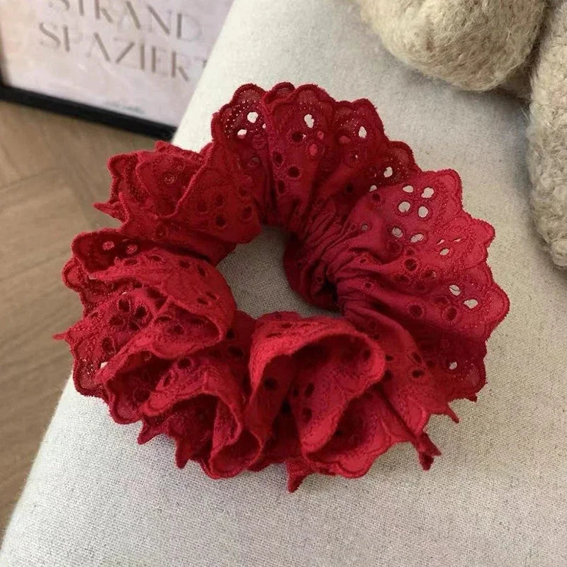 Fashion Lace Scrunchies Romantic Elastic Hair Bands Girl Solid Ponytail Holder Tie Headwear Hair Rope for Women Hair Accessories