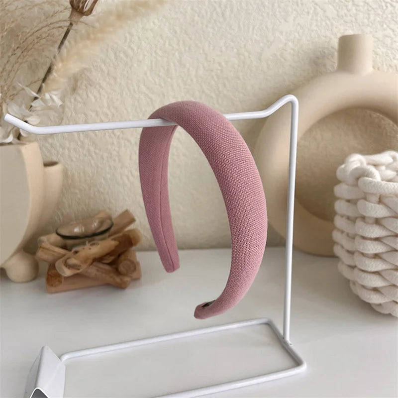 2022 Gentle Pink Womans Hairbands Girl Sweet Plush Wide Side Sponge Headband Hair Hoop Fashion Simple Solid Color Hair Accessory