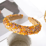 Women Headband Artificial Crystal Embellished Wide Band Headwear Elastic Anti-slip Luxury Fashion Ladies Hair Hoop Accessories 