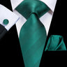 Hi-Tie Dark Green Psialey Silk Elegant Tie For Men Groom Wedding Men Necktie Pocket Square Cufflink Accessory Wholesale Designer