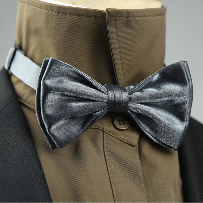 4 Styles Solid Color Black White Wine Bow Ties New Ribbon Gilded Butterfly Double Layered Wedding Party Bowknot Tuxedo Cravat