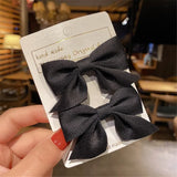 2Pcs/Set Hair Clips Solid Color Grosgrain Ribbon Bowknot Baby Hair Pins Bangs Barrettes Photo Props Gifts