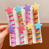1/4pcs Elastic Telephone Wire Hair Ties Women Girls Star Hair Bands Spiral Coil Rubber Band Ponytails Head Rope Hair Accessories