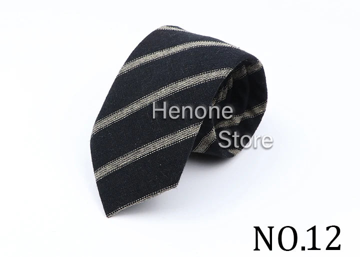 High Quality Mens 7cm Ties Classic Brown Red Striped Plaid Cotton Handmade Necktie Narrow Skinny Cravat Casual Tie Accessories