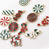 XIYAWANG 10Pcs Christmas Tree Decoration Christmas Candy Cane Lollipops Red and White Candy Pendants Home Decor New Year Navidad