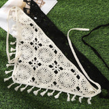 Floral Hair Bandana Knitted Head Kerchief Women Bandana Handmade Crochet Hair Scarf Triangled Headband Headwear