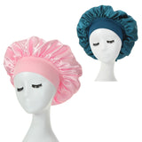 2PCS Milk Imitation Silk Wide Brim Satin Cloth Women's Hair Hat Bonnet Elastic Band Headwear bonnets for women