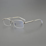 2024 High Quality Handmade Titanium Half Frame Computer Glasses Men Women Luxury Retro Rectangle Eyeglass Frame Optical Eyewear