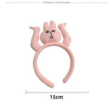 Funny Pink Bunny Headbands Grab Hair Cartoon Headdress Cosplay Anime Muscle Rabbit Halloween Party Costumes Accessories Gifts