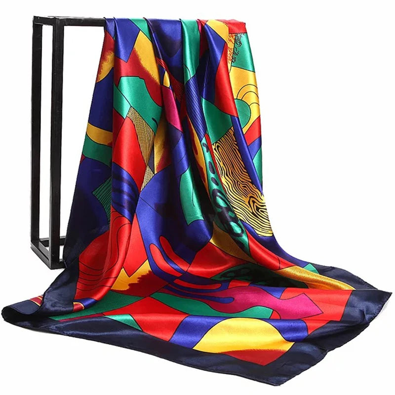 Silk Scarves Luxury Print Square Headcloth 2022 Fashion 90X90CM Shawls Popular Sunscreen Bandannas Four Seasons Colour Kerchief