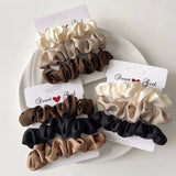3/4/5 PCS Elastic Bands Elegant Solid Color Satin Pleated Scrunchies Woman Strong Ponytail Hair Ties Accessories Wholesale