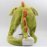Moving Ears Up Cartoon Cosplay Beanies Skullies Caps Kawaii Keep Warm Dinosaur Winter Hats for Kids Fleece-Lined Cold-proof Hat