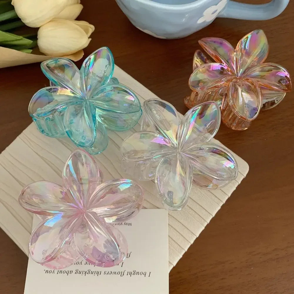 Hairpin Flower Hair Clip Cute Grab Clip Plastic Large Hair Claw Beach Headwear Hair Accessories Transparent Hair Clip Female