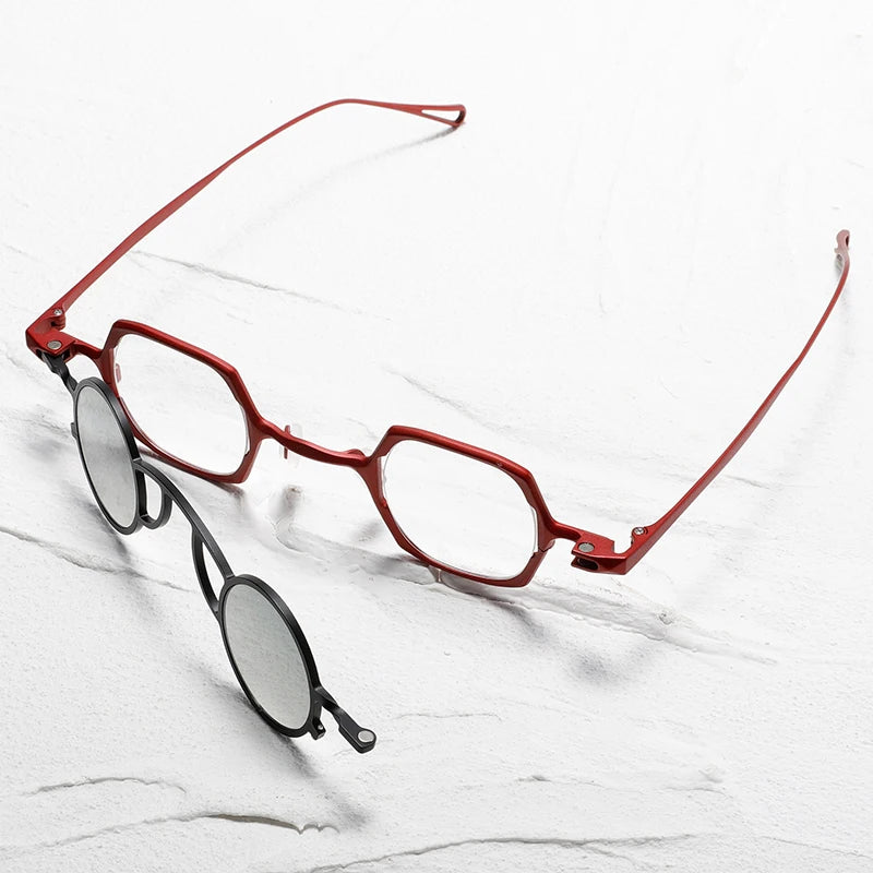 High quality pure titanium small glasses retro frame for men and women suction clip optical glasses frame for prescription glass
