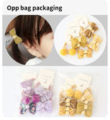 10Pcs Set Baby Hair Bands Cartoon Dot Bows Flower Kids Hair Ropes Kids Rubber Band Baby Girl Hair Accessories