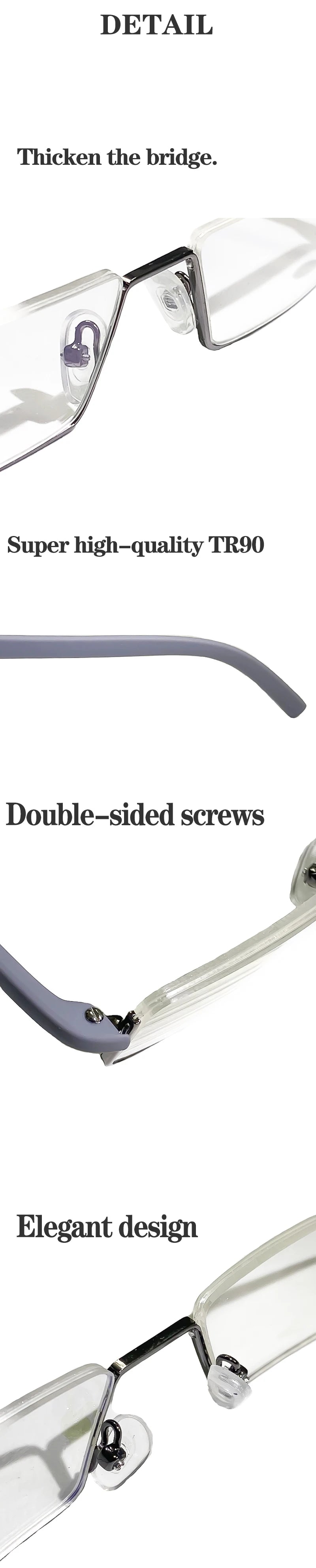 Men Women Metal Blue Light Blocking Reading Glasses with Case TR90 Half Frame HD Prescription Eyewear Presbyopia Diopter
