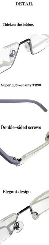 Men Women Metal Blue Light Blocking Reading Glasses with Case TR90 Half Frame HD Prescription Eyewear Presbyopia Diopter