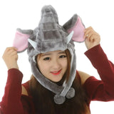 Ear Protection Cartoon Plush Moving Hat Animal Neck Warmer Movable Ears Airbag Cap Animal Earflap Hat Cosplay Party
