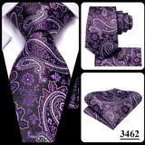 Hi-Tie Purple Lilac Floral Striped Silk Elegant Tie For Men Groom Wedding Men Necktie Pocket Square Cufflink Accessory Wholesale