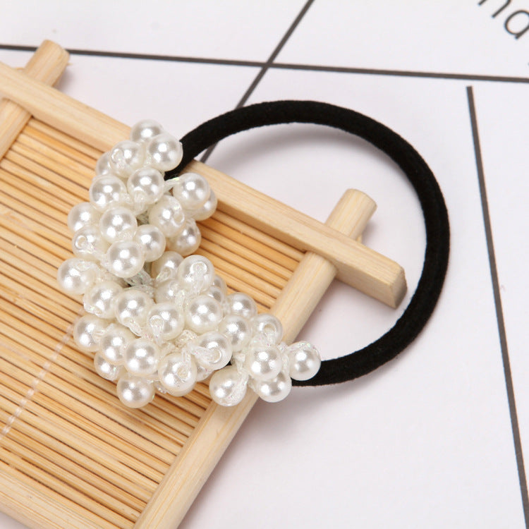 Women Hair Accessories Pearls Beads Headbands Ponytail Holder Girls Vintage Elastic Hair Bands