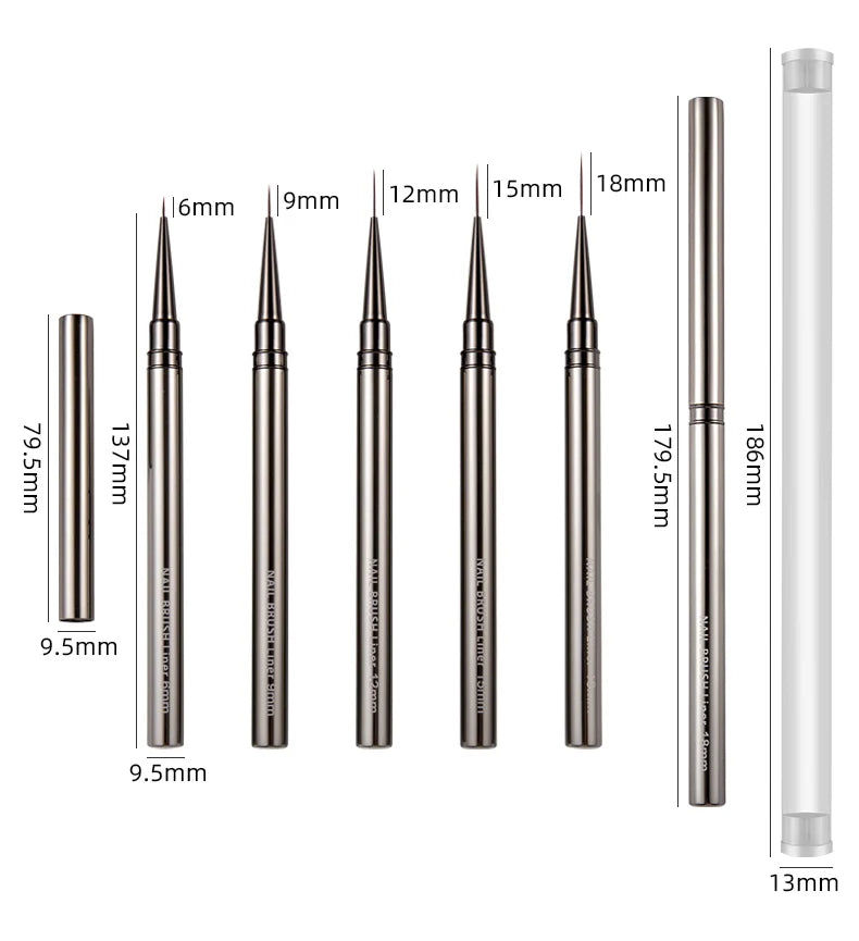 5PCS Nail Art Liner Brushes Hand Painted Brush Acrylic UV Gel Colours Paints Builder Drawing Pen DIY Manicure Design Accessories