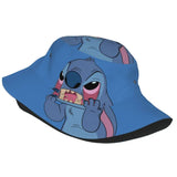 Unisex Kawaii Bucket Hats Funny Stitch Cartoon Accessories Bob Hat For Beach Headwear Lightweight