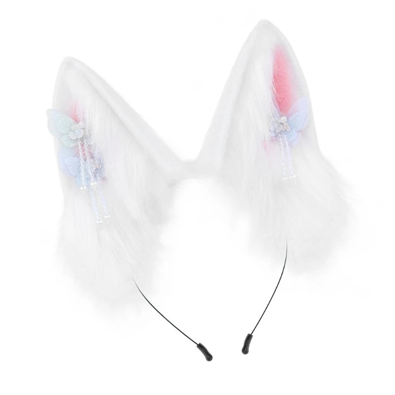 Y5GC Bendable Cats Ear Hairband Plush Animal Ear Hairband For Anime Enthusiasts Roleplay and Halloween Party DressingUp Props