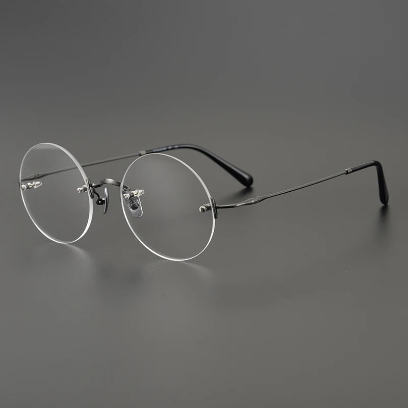 2024 Pure Titanium Round Rimless Glasses Frame Simple Fashion Men Women Small Faces Eyeglasses Light Weight Frameless Spectacles