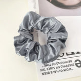 Korean Woman Big Elegant Silk Elastics Hair Band Girls Solid Color Scrunchies Hair Ties Ladies Ponytail Hold Hair Accessories