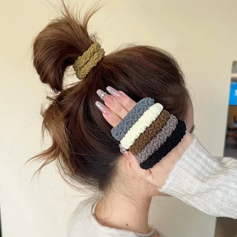 10-50pcs New Korean Woman Big Elegant Elastics Hair Band Solid Color Scrunchies Hair Ties Ladies Ponytail Hold Hair Accessories