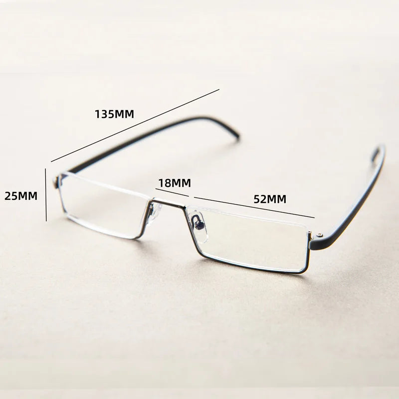 Blue light Blocking Reading Glasses for Men Metal Frame Readers Magnifier Presbyopia Lens Eyewear With Case +1.25+1.75+2.25