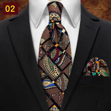 MUGIVALA 9CM Retro business banquet suit paisley vintage pattern tie pocket square set