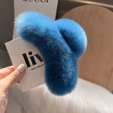 Muweordy New Oversized Faux Fur Big Crab Hair Clip for Girls Rabbit Hair Claw Clips Cute Plush Ponytail Women's Hair Barrettes