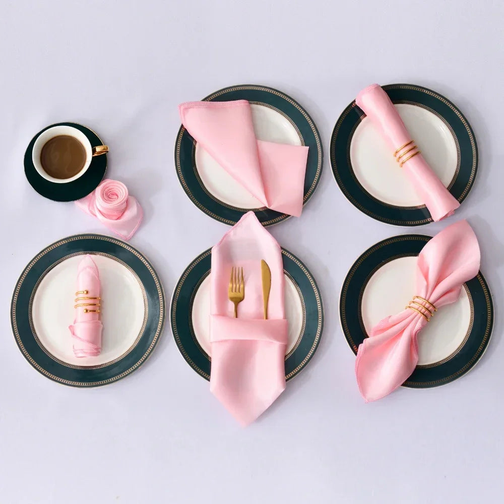 12Pcs 30X30cm Satin Table Napkin Soft Handkerchief Romantic Wedding Banquet Square Table Napkins Dinner Party Decoration