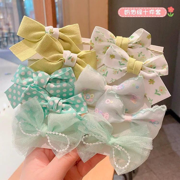 10pcs Hair Accessories Girls Scrunchies Aesthetic Lacos De Cabelo Infantil Bands Kids Headbands Bandes Bandeaux Elastiquec Cute