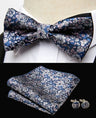 HUISHI Classic Blue Bowties For Men  Paisley Floral Bow Tie Pocket Square Cufflinks Suit Set Wedding Party Plaid Solid Butterfly