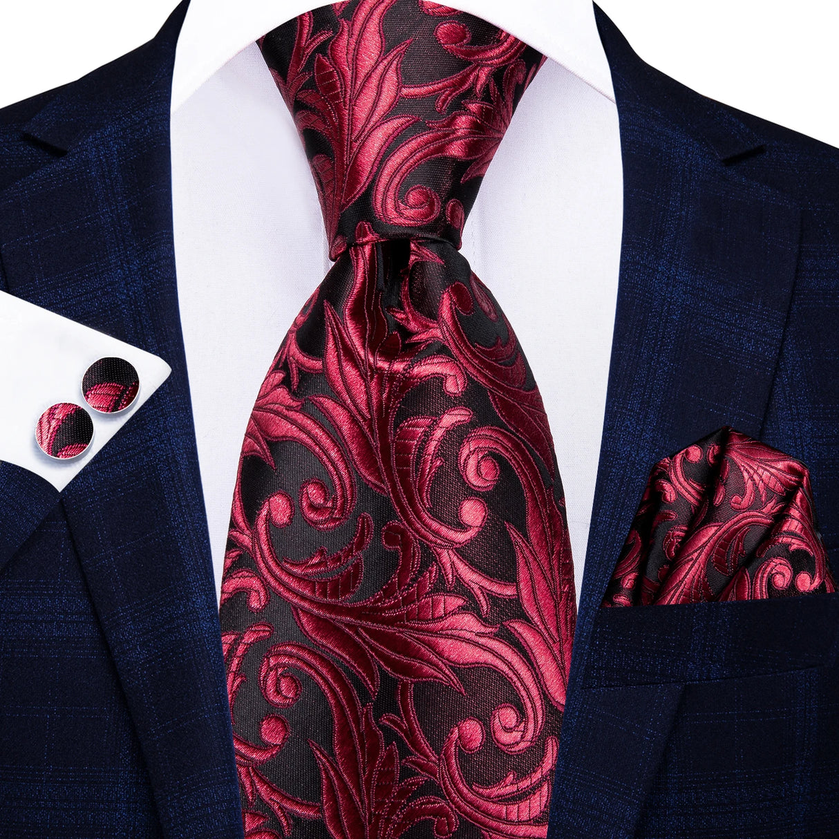 Hi-Tie Men's Tie Set Gold Paisley 100% Silk 8.5cm Wedding Ties For Men New Fashion Design Hanky Cufflinks Set Quality Necktie