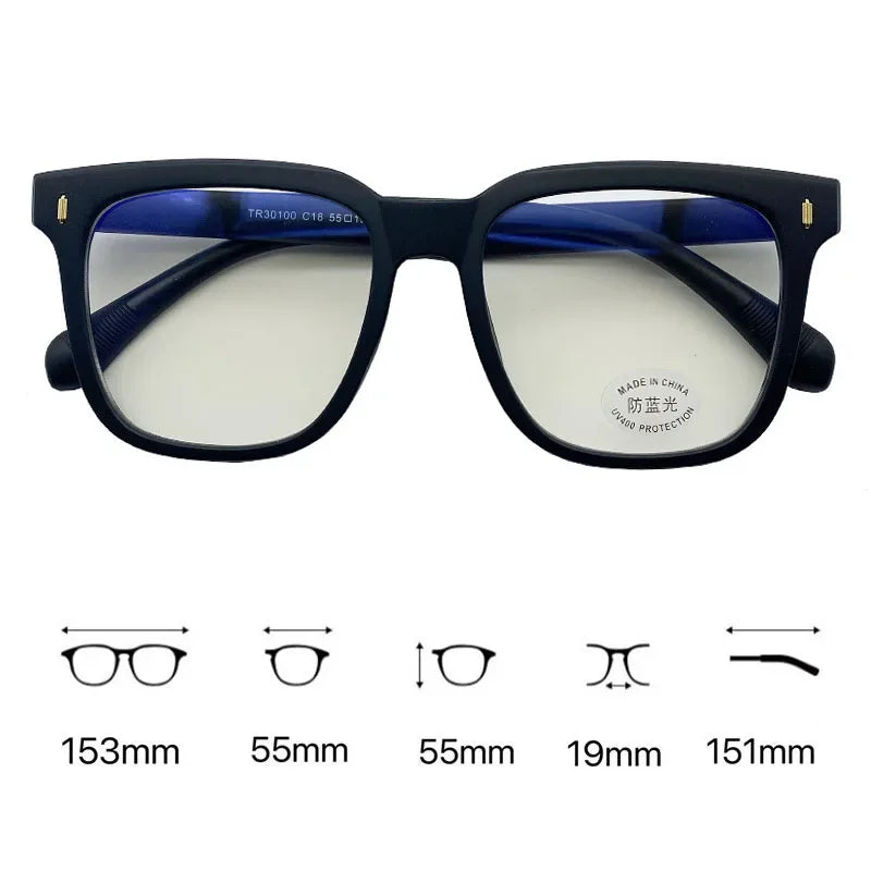 New Clear Lens Near Sight Myopia Glasses Large Sqaure Minus Diopter Eyewear Fashion Ultralight Trendy Eyeglasses for Men Women