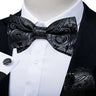 Classic Black Men Bow Ties 100% Silk Bowties Butterfly Pocket Square Cufflinks Set Suit Paisley Gold Pre-Tied Bow Tie DiBanGu