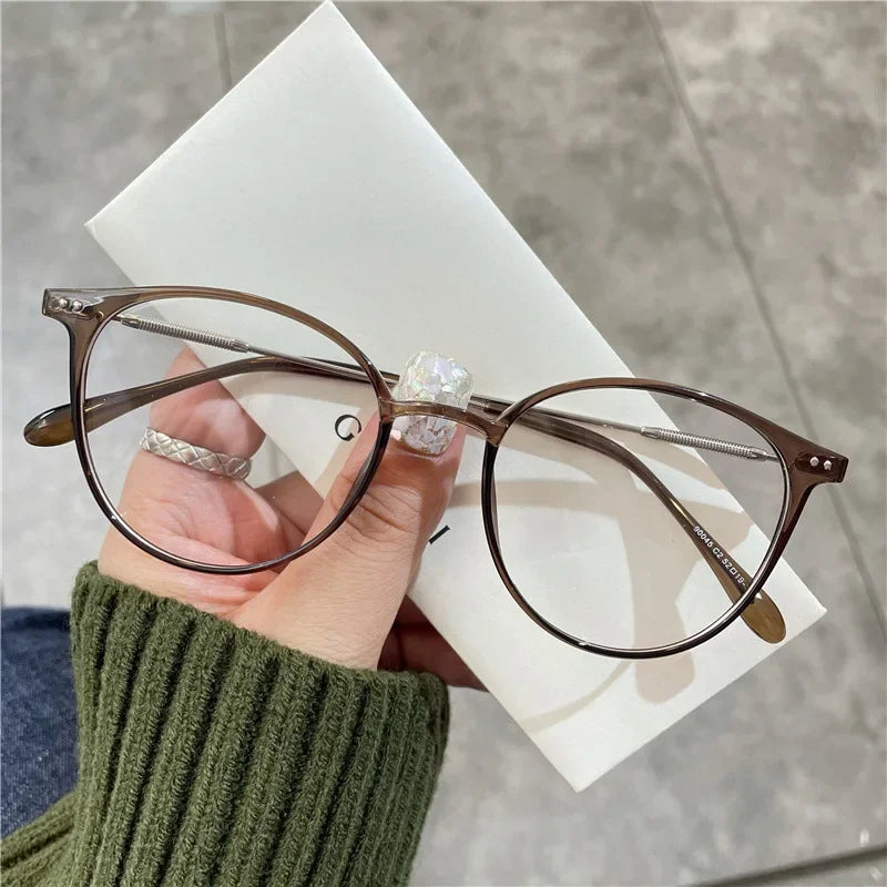 Round Blue Light Blocking Short Sighted Eyewear Luxury Ladies Myopia Glasses Unisex Fashion Women's Minus Sight Eyeglasses -4.0