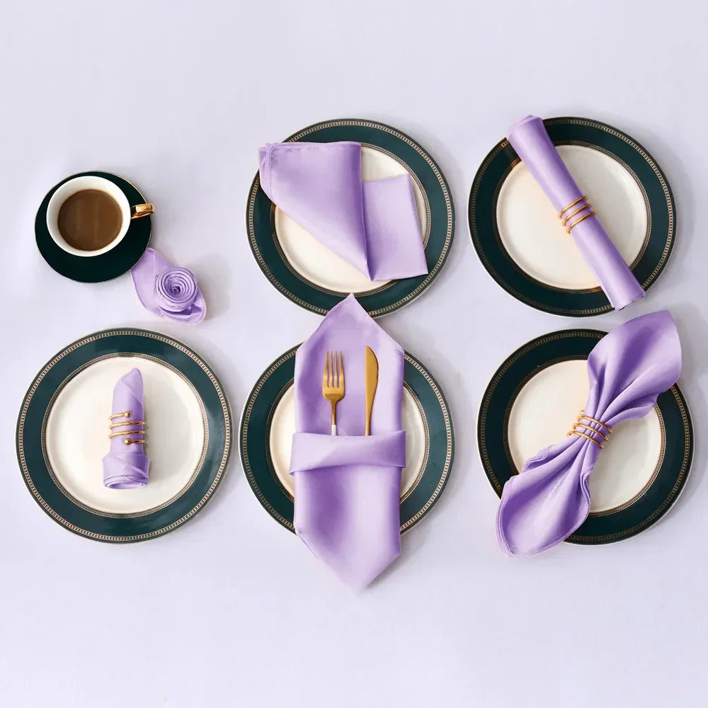 12Pcs 30X30cm Satin Table Napkin Soft Handkerchief Romantic Wedding Banquet Square Table Napkins Dinner Party Decoration