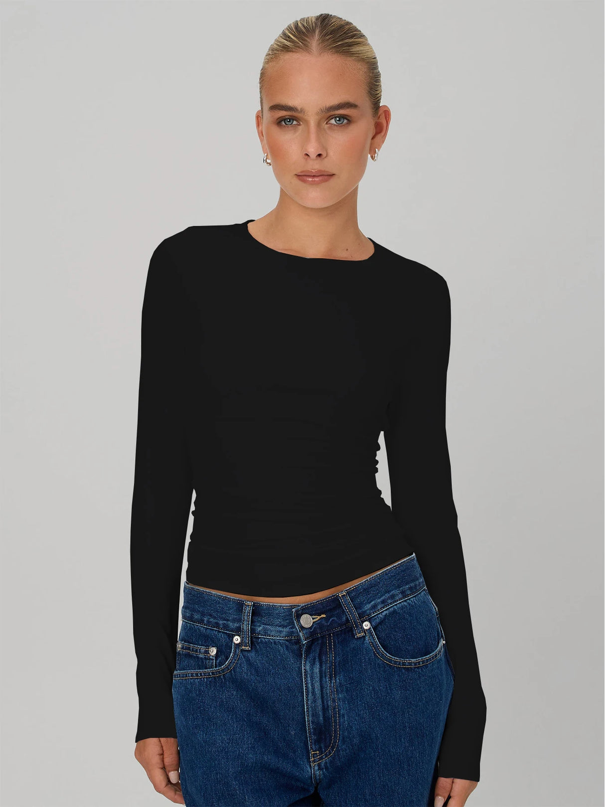 Long Sleeve T Shirt Women Autumn Winter Y2k Crop Top Casual Slim Fit Pullovers Solid O Neck T-shirts Streetwear Female Basic Tee