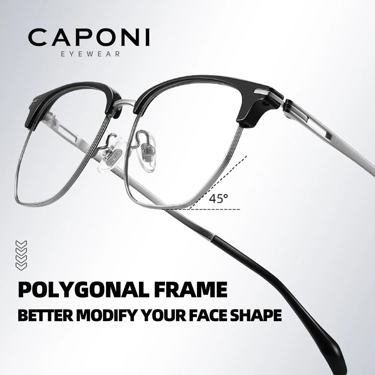 CAPONI Original Designer Men Glasses Frames Pure Titanium  Business Eyewear Anti Blue Light Multifunctional Frame Glasses J23615