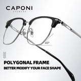 CAPONI Original Designer Men Glasses Frames Pure Titanium  Business Eyewear Anti Blue Light Multifunctional Frame Glasses J23615
