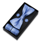Bowtie Set For Men Gift Box Business Fashion Red Bow Tie Pocket Square Cufflinks Set Bowtie 3pcs For Wedding Hanky Cravatas Neck