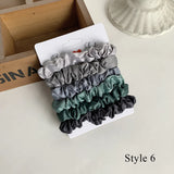 6PCS Colorful Satin Silk Hair tie Elastic Hair Bands hair elastics Women Simple Silky Satin Hair Scrunchies Set Hair Accessories