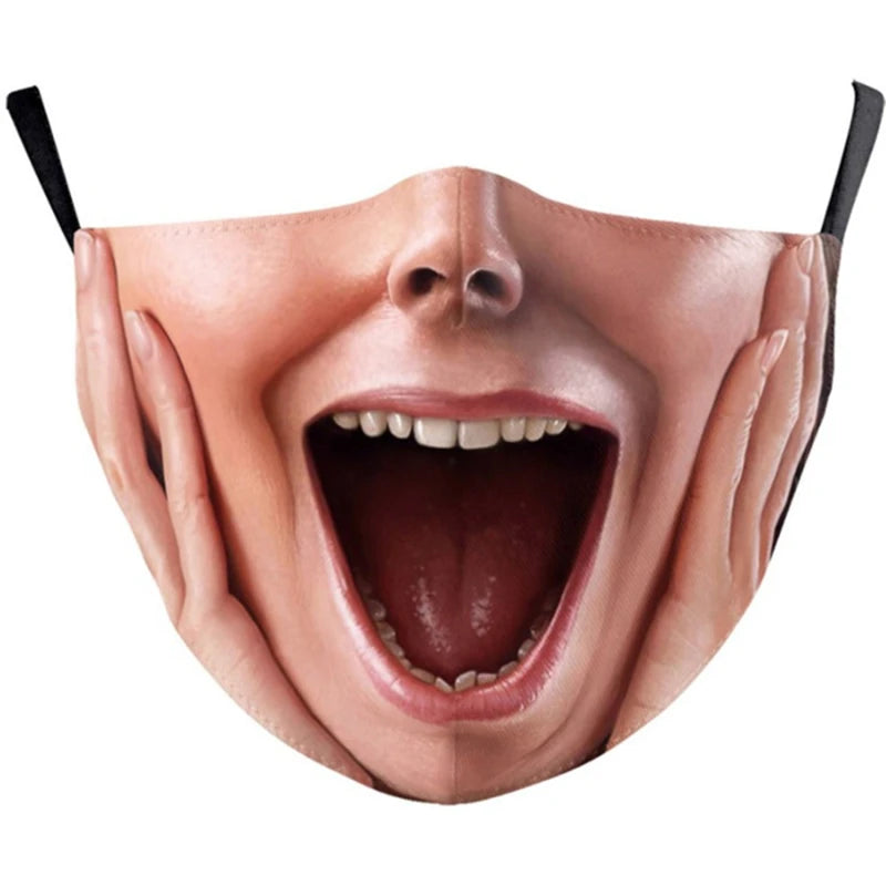 Halloween Adults Mouth Masks Funny Printed Cotton Blend Facial Expressions Washable Mascaras Face Shield Masque Facial Masks